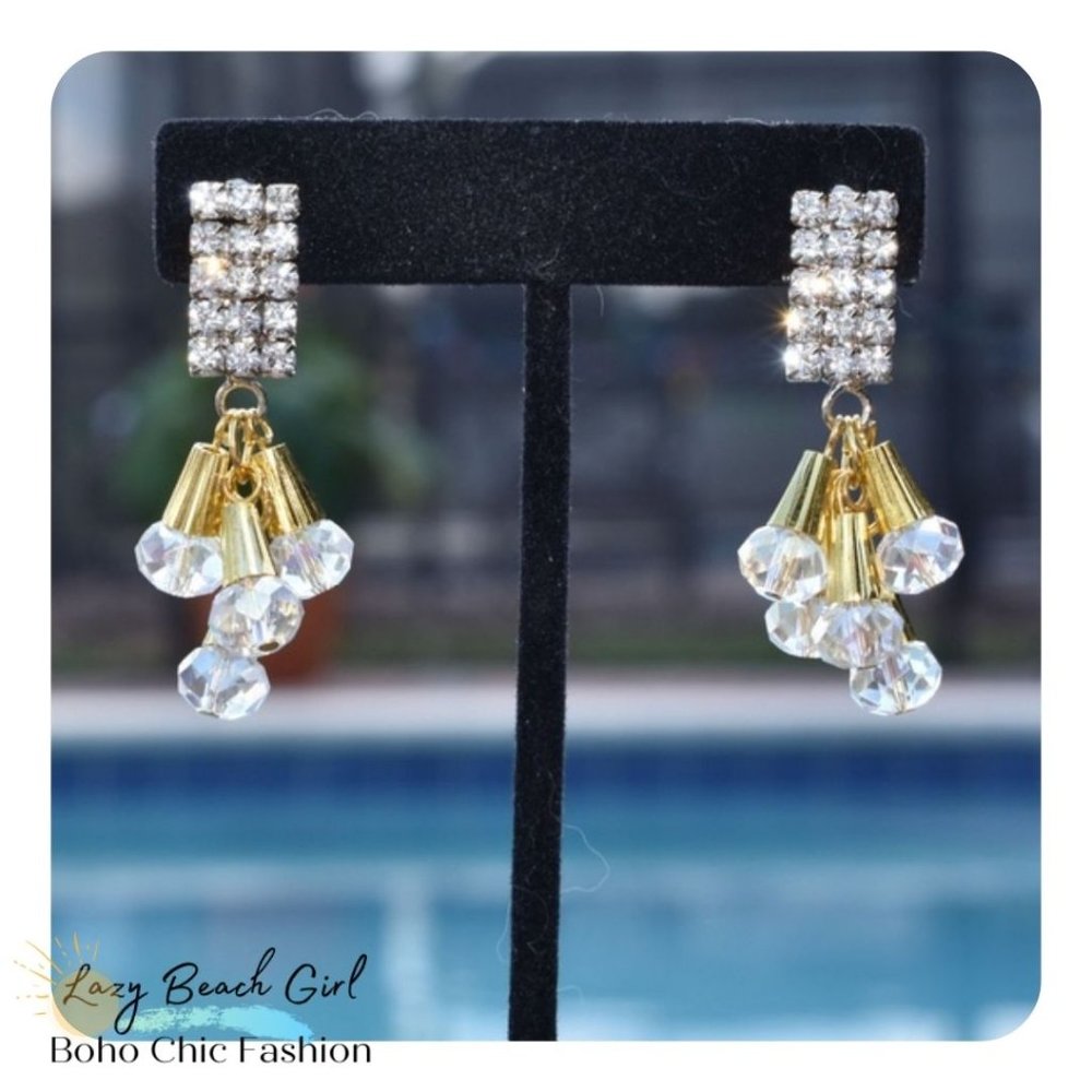 Gold and crystal earrings